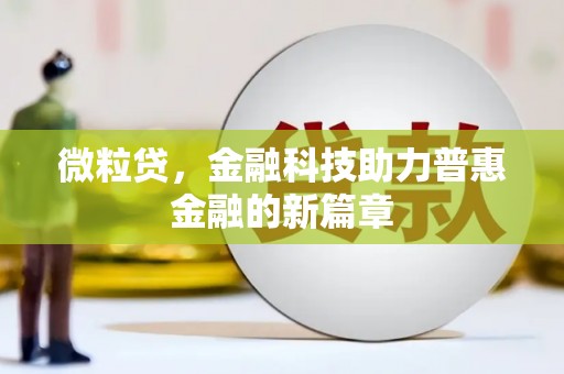 平安微粒贷，金融科技助力普惠金融的新篇章