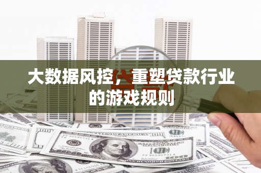 平安大数据风控，重塑贷款行业的游戏规则
