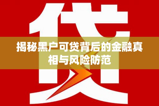 平安揭秘黑户可贷背后的金融真相与风险防范