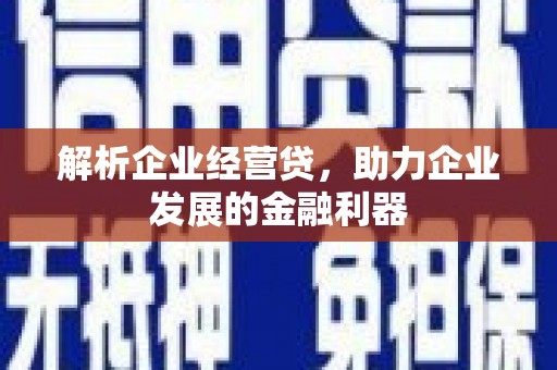 平安解析企业经营贷，助力企业发展的金融利器