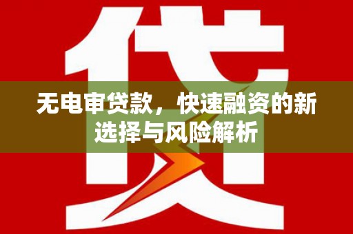 平安无电审贷款，快速融资的新选择与风险解析