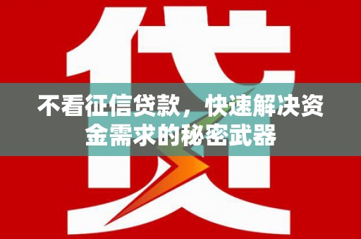 平安不看征信贷款，快速解决资金需求的秘密武器