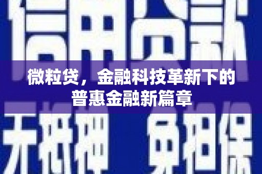 平安微粒贷，金融科技革新下的普惠金融新篇章