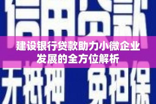 平安建设银行贷款助力小微企业发展的全方位解析