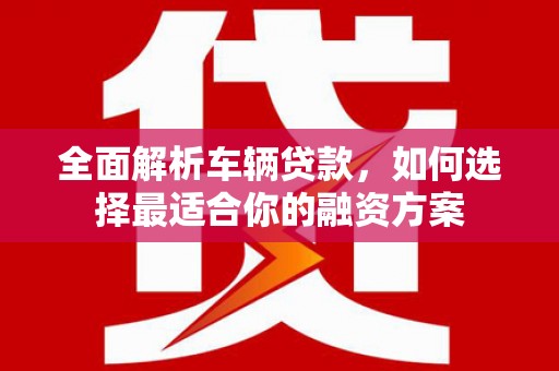 平安全面解析车辆贷款，如何选择最适合你的融资方案