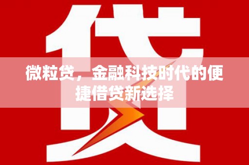 平安微粒贷，金融科技时代的便捷借贷新选择