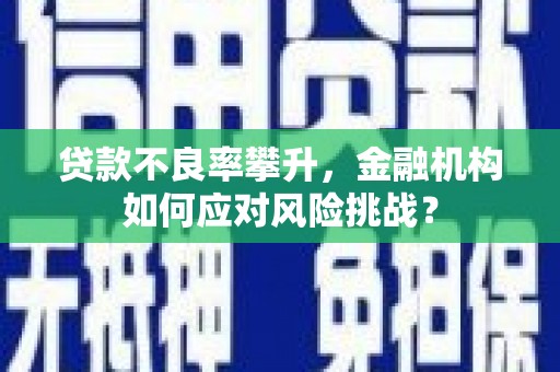 平安贷款不良率攀升，金融机构如何应对风险挑战？